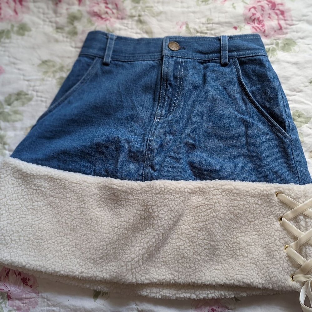 Liz Lisa RARE jean shearling skirt